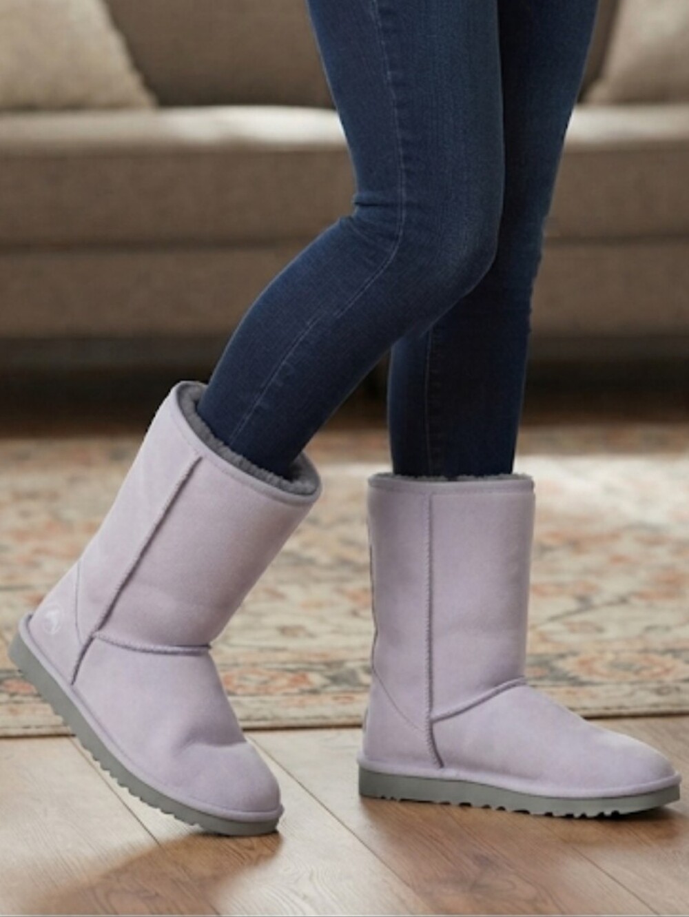 Airwalk Regina 2 Genuine Suede Sheepskin Lavender Midcalf Winter Boots Size 8.5